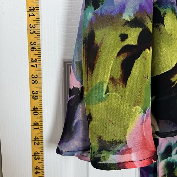 Tahari Floral Faux Wrap Dress Women’s Size 6 Sleeveless V-Neck Midi - Picture 13 of 15